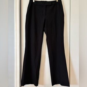 H&M Black Tan Pinstripe Trousers Size 8 Mid Rise Straight Leg Work Pants